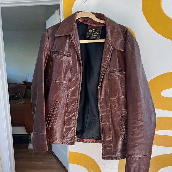 Men's Reed Camel/Brown Leather Jacket - Picture 1 of 4